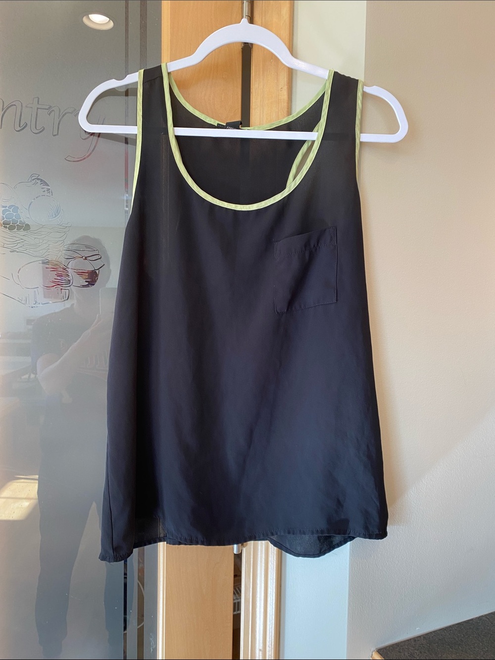 Forever 21 Black Tank Top with Lime Trim